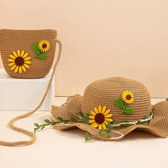 🐊4/$15 New! Girls Cute Sunflower Sun Hat and Hand Bag Set 
❗️LAST ONE❗️ - Picture 3 of 4